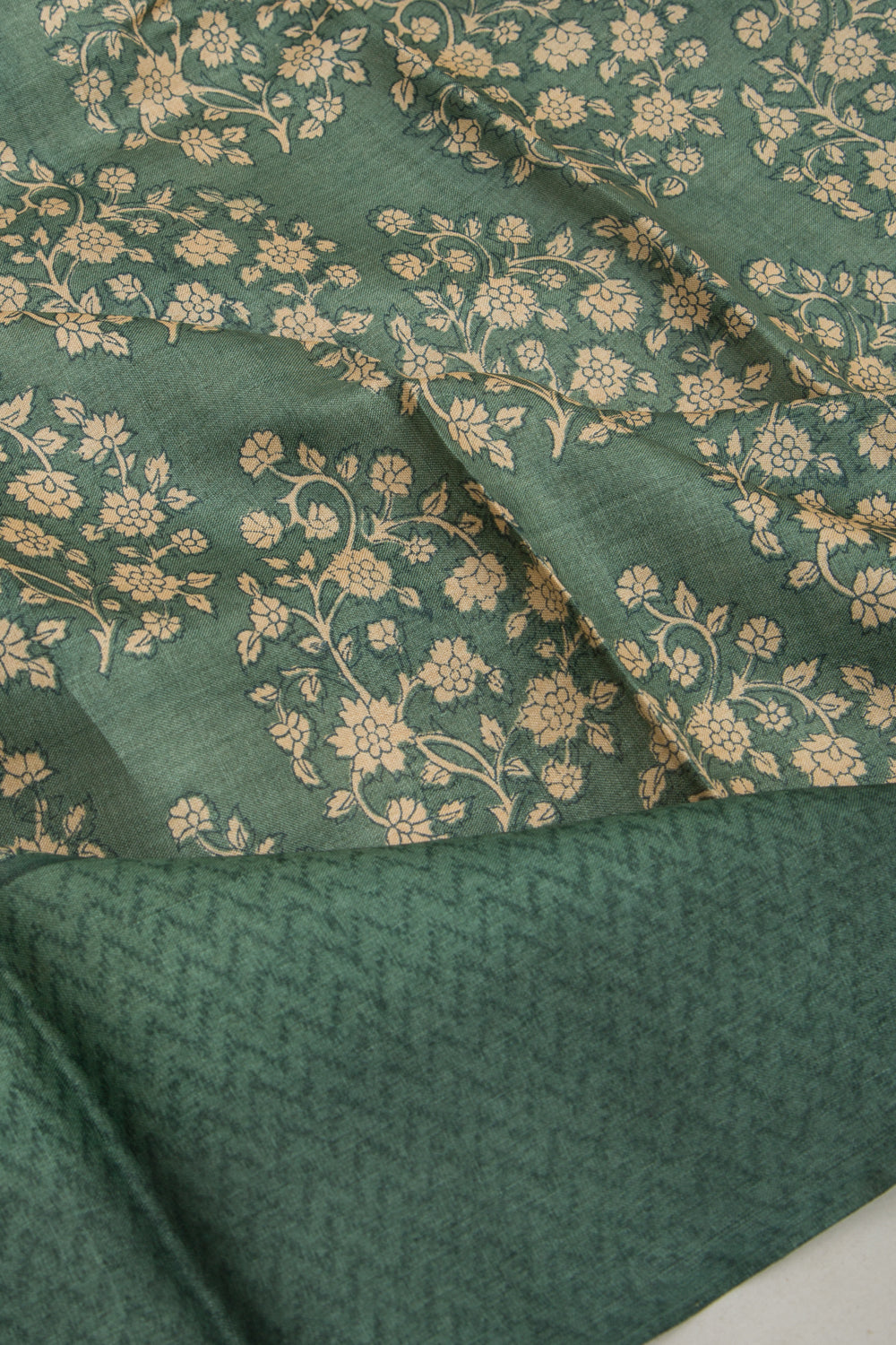 Tussar Floral Printed Green Saree
