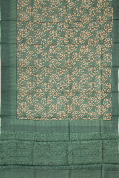 Tussar Floral Printed Green Saree