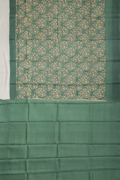 Tussar Floral Printed Green Saree