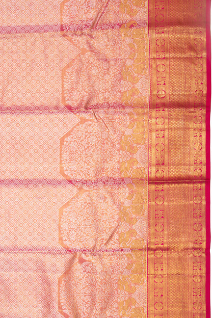 Kanchipuram Silk Tissue Brocade Pink Saree