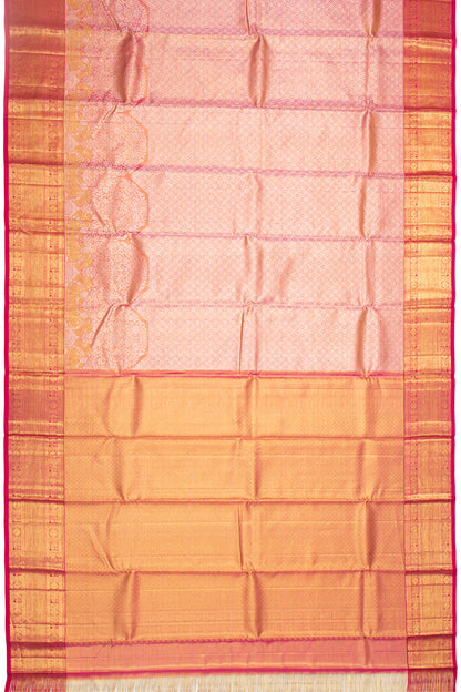 Kanchipuram Silk Tissue Brocade Pink Saree