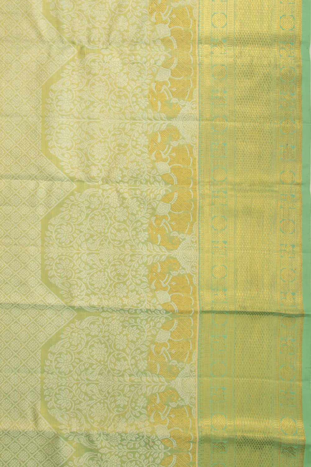 Kanchipuram Silk Tissue Brocade Green Saree