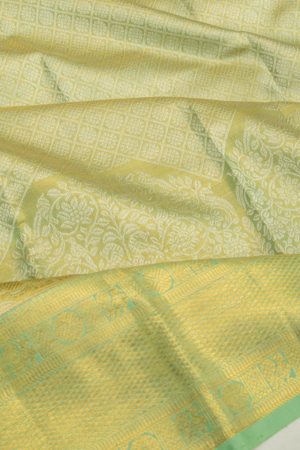 Kanchipuram Silk Tissue Brocade Green Saree