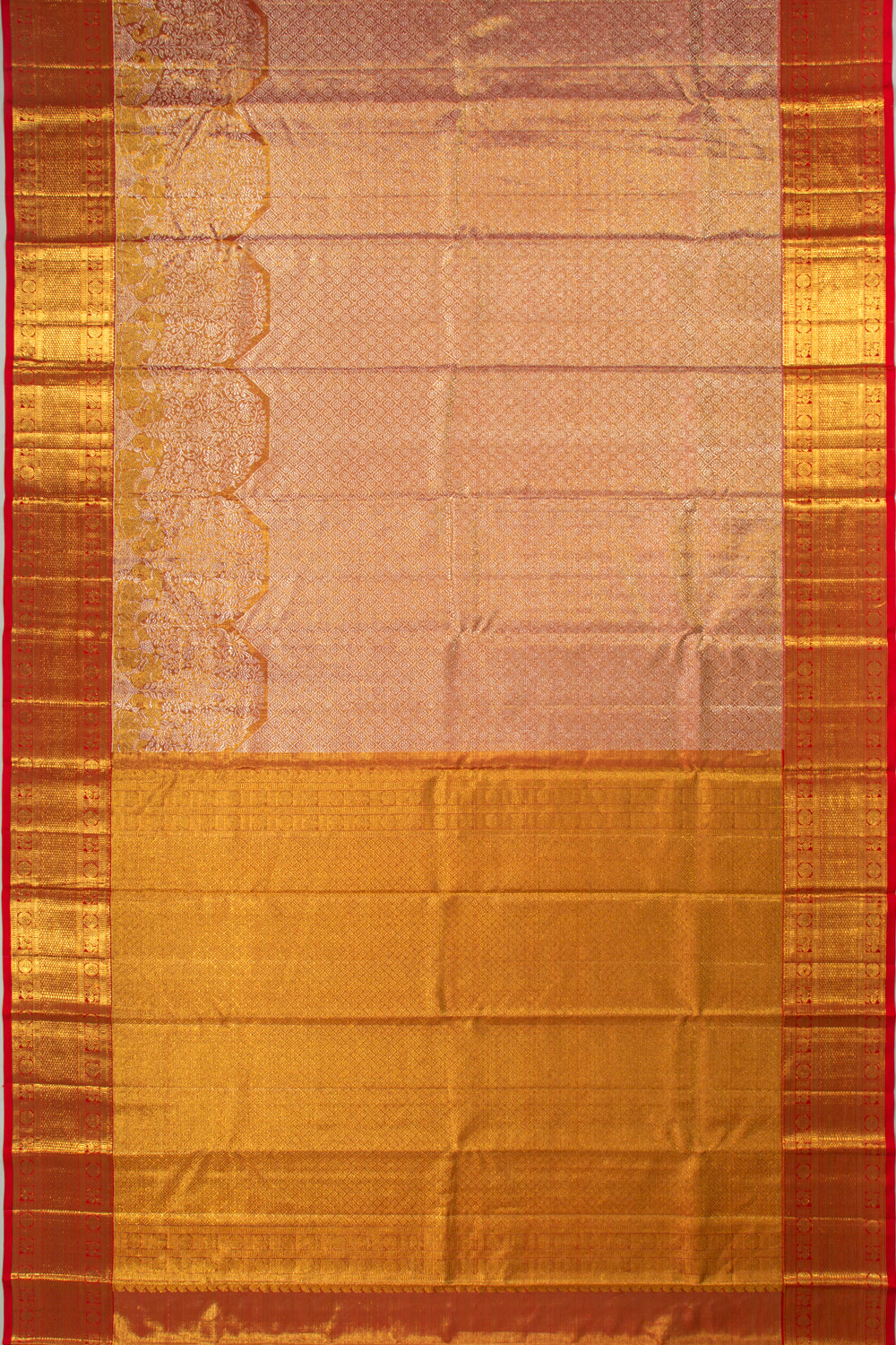 Kanchipuram Silk Tissue Brocade Orange Saree