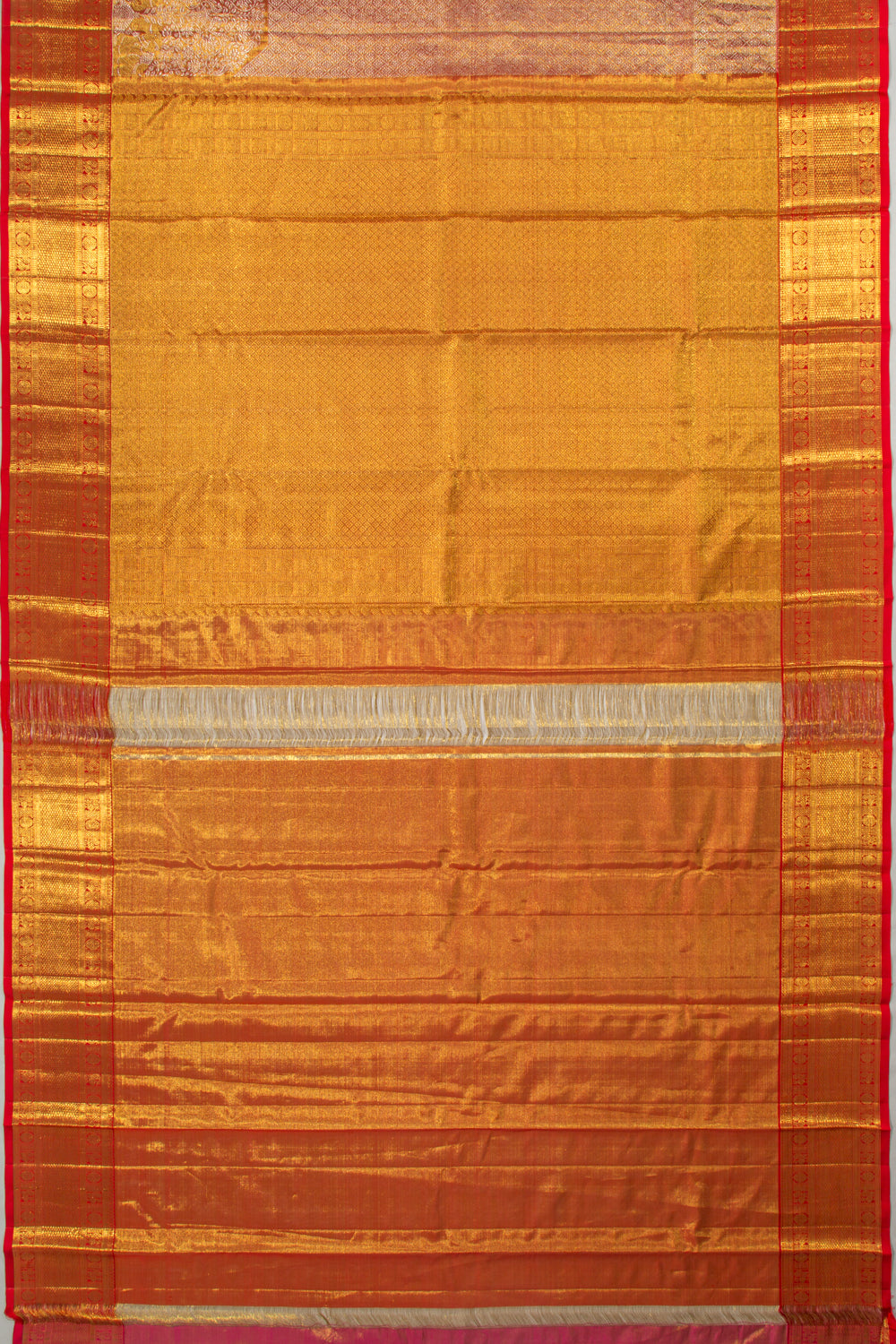 Kanchipuram Silk Tissue Brocade Orange Saree