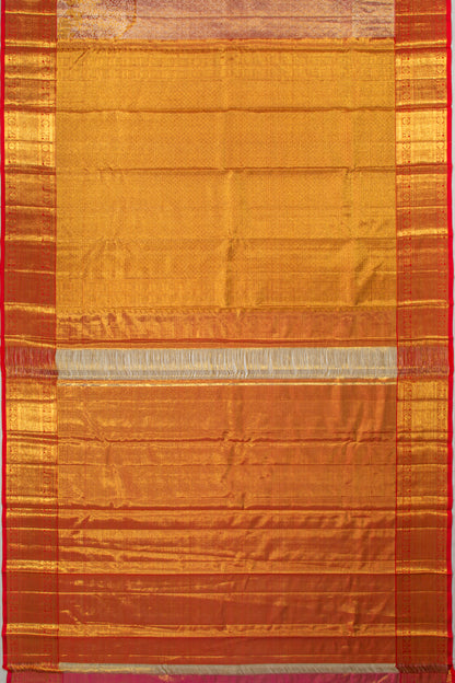 Kanchipuram Silk Tissue Brocade Orange Saree