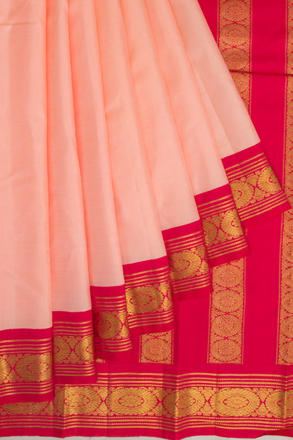 Kanchipuram Silk Plain Peach Saree