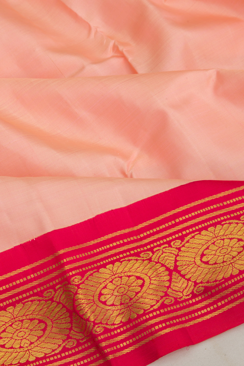 Kanchipuram Silk Plain Peach Saree