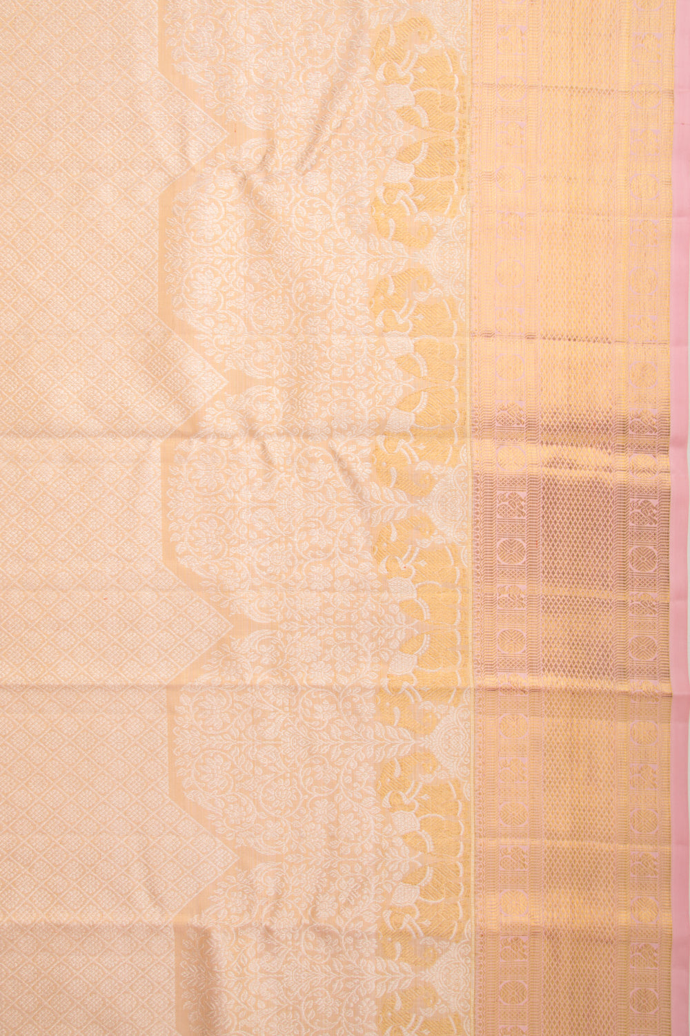 Kanchipuram Silk Tissue Brocade Peach Saree