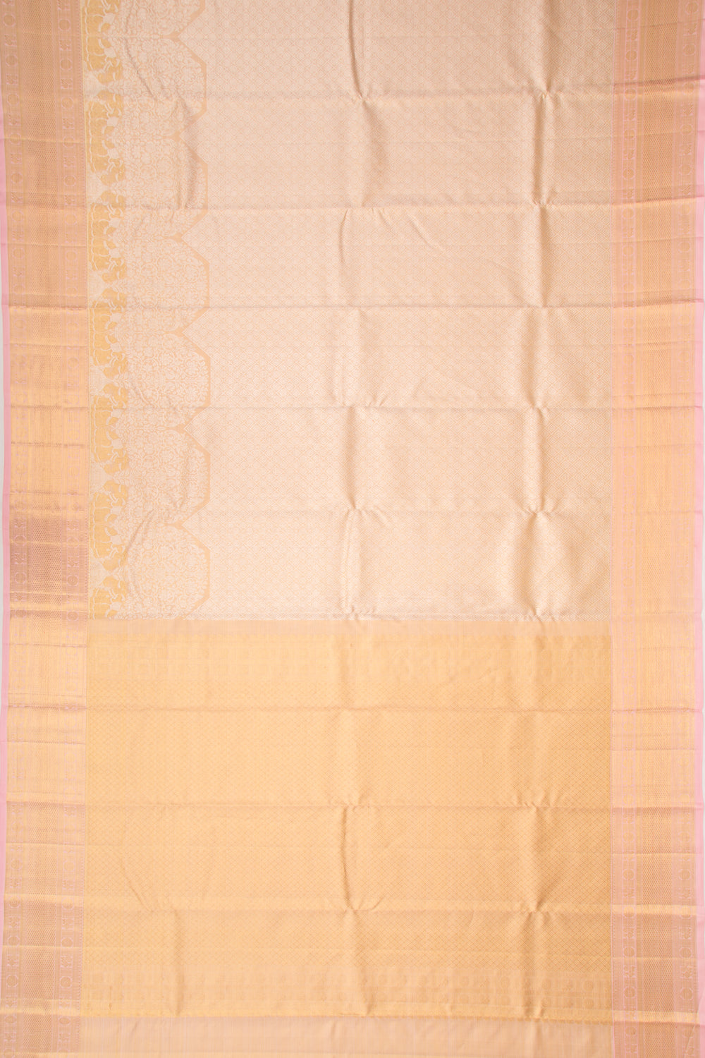 Kanchipuram Silk Tissue Brocade Peach Saree