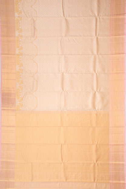 Kanchipuram Silk Tissue Brocade Peach Saree