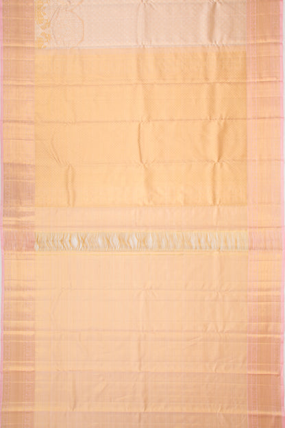 Kanchipuram Silk Tissue Brocade Peach Saree