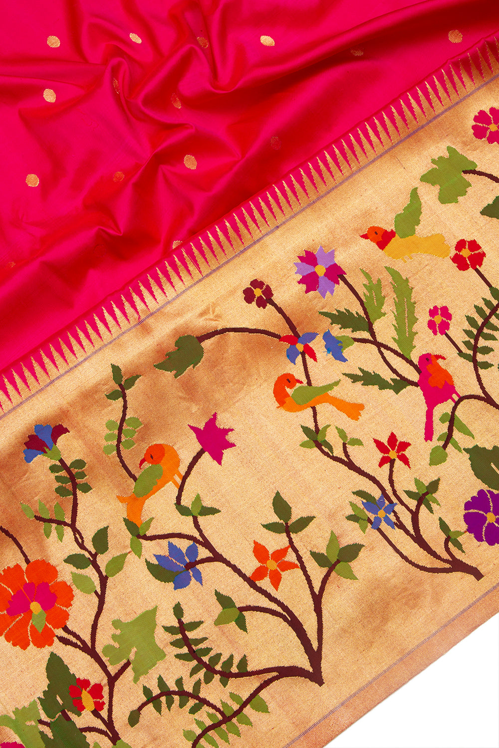 Paithani Silk Butta Pink Saree With Big Border