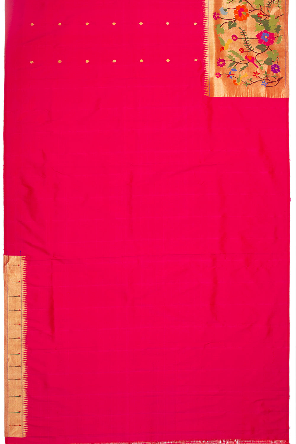 Paithani Silk Butta Pink Saree With Big Border
