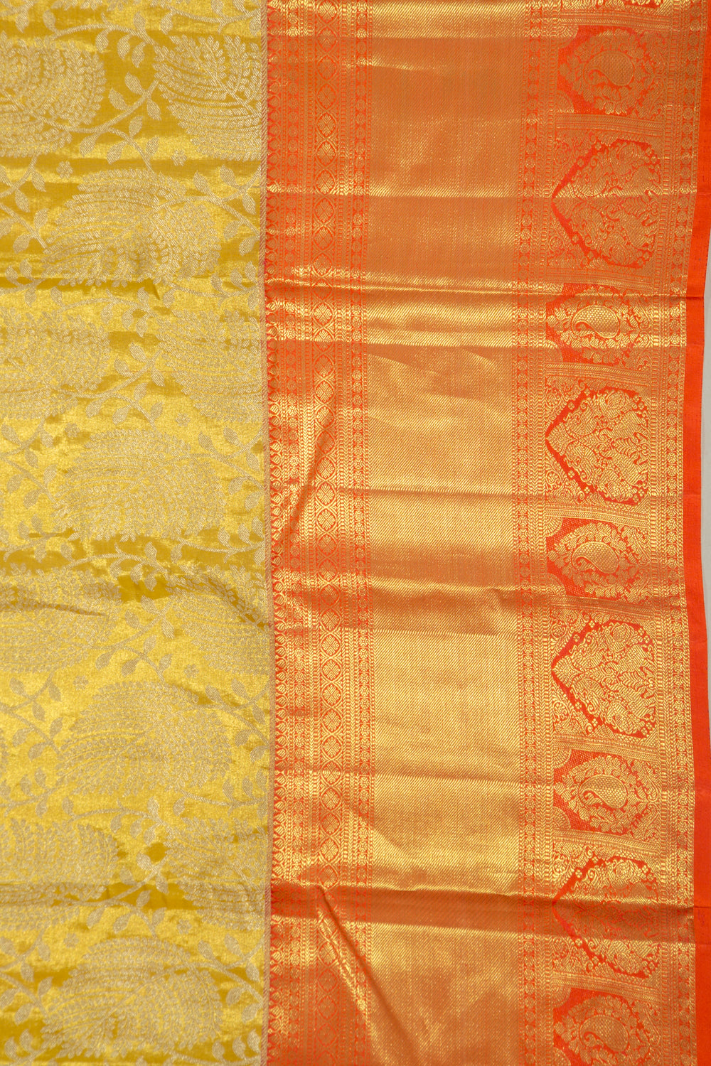 Taranga Kanchi Silk Tissue Jaal Yellow Saree