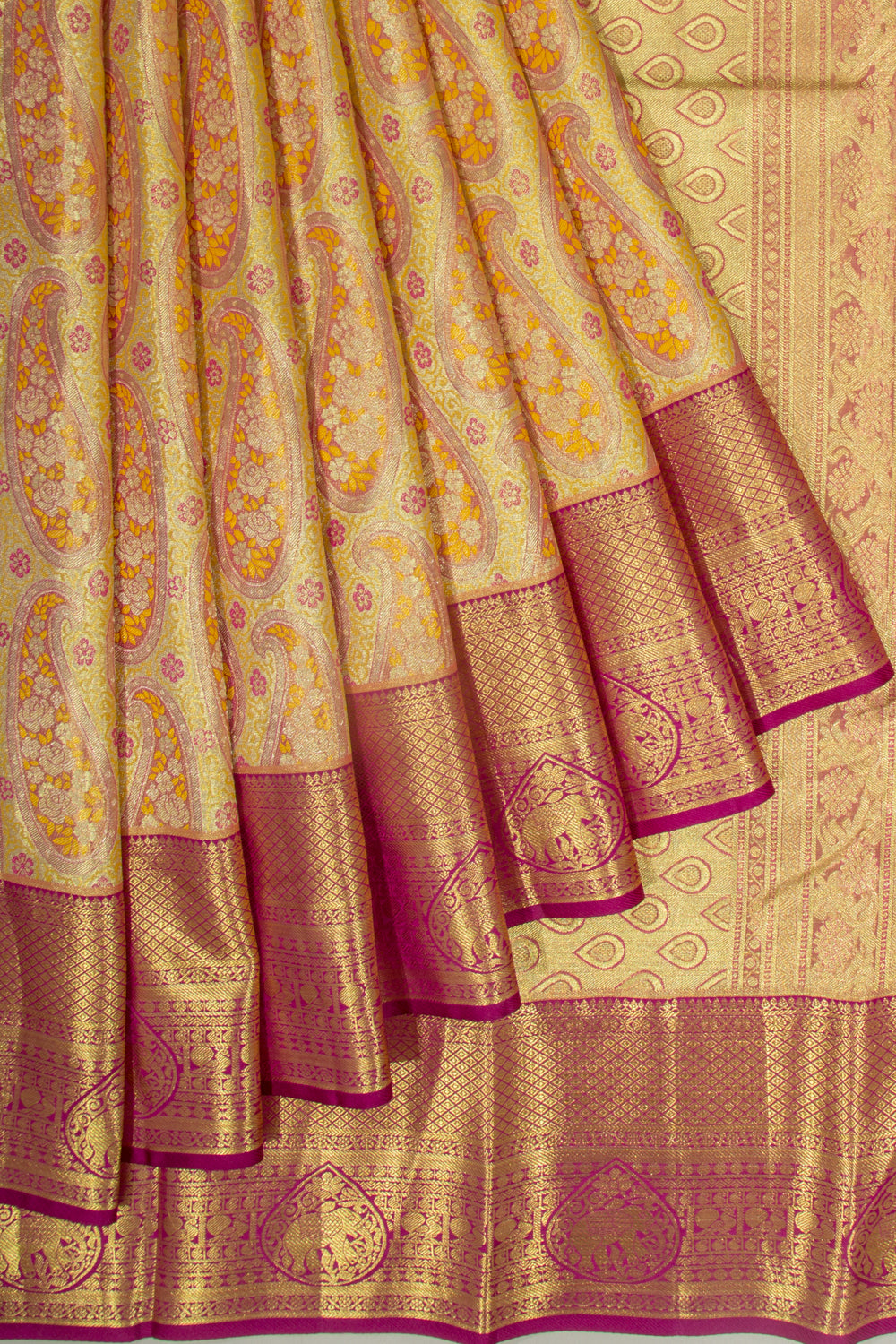 Taranga Kanchi Silk Tissue Brocade Gold Saree
