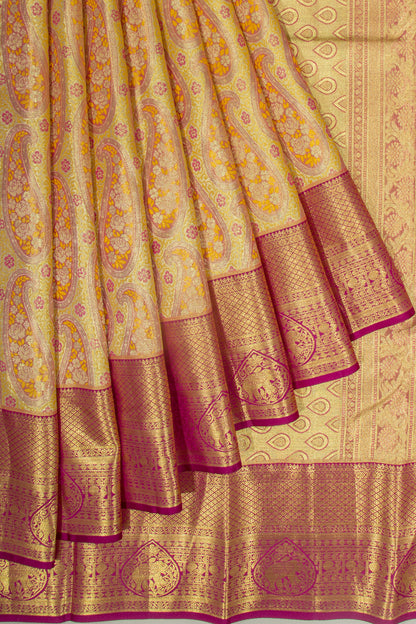 Taranga Kanchi Silk Tissue Brocade Gold Saree