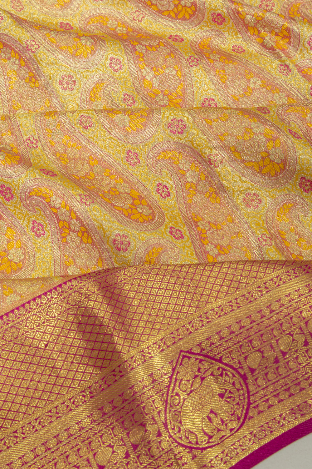 Taranga Kanchi Silk Tissue Brocade Gold Saree
