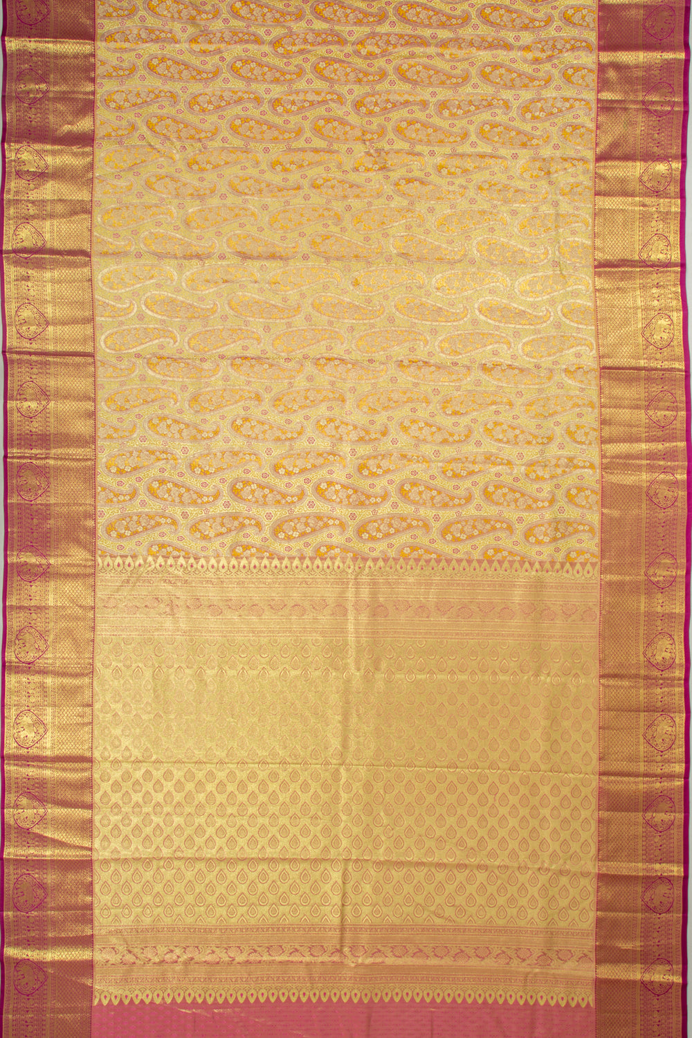 Taranga Kanchi Silk Tissue Brocade Gold Saree