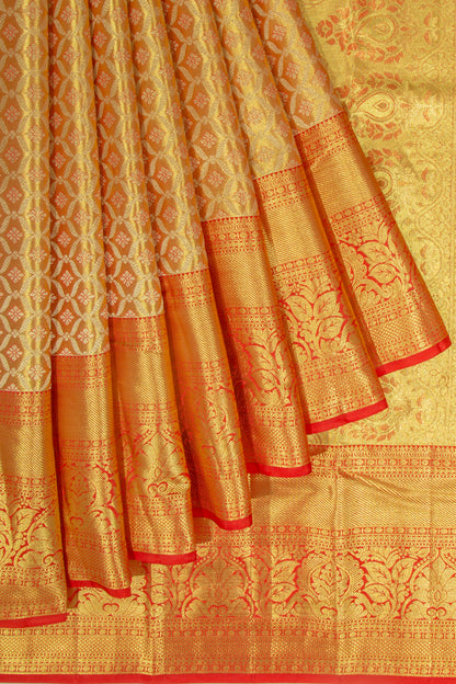 Taranga Kanchi Silk Tissue Brocade Orange Saree