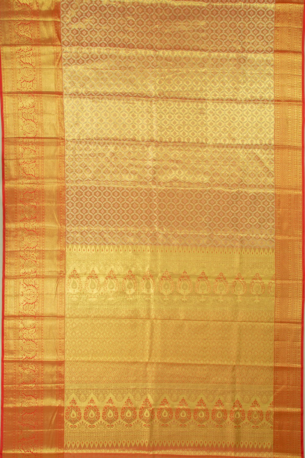 Taranga Kanchi Silk Tissue Brocade Orange Saree
