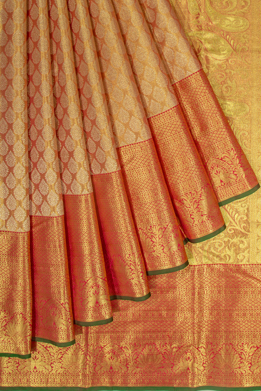 Taranga Kanchi Silk Tissue Brocade Orange Saree