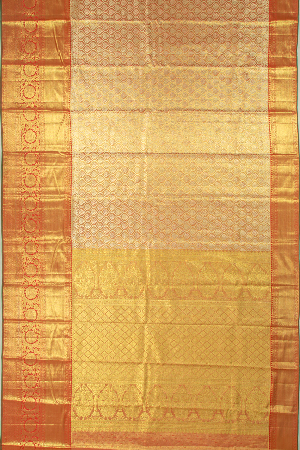 Taranga Kanchi Silk Tissue Brocade Orange Saree