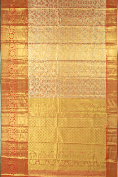 Taranga Kanchi Silk Tissue Brocade Orange Saree