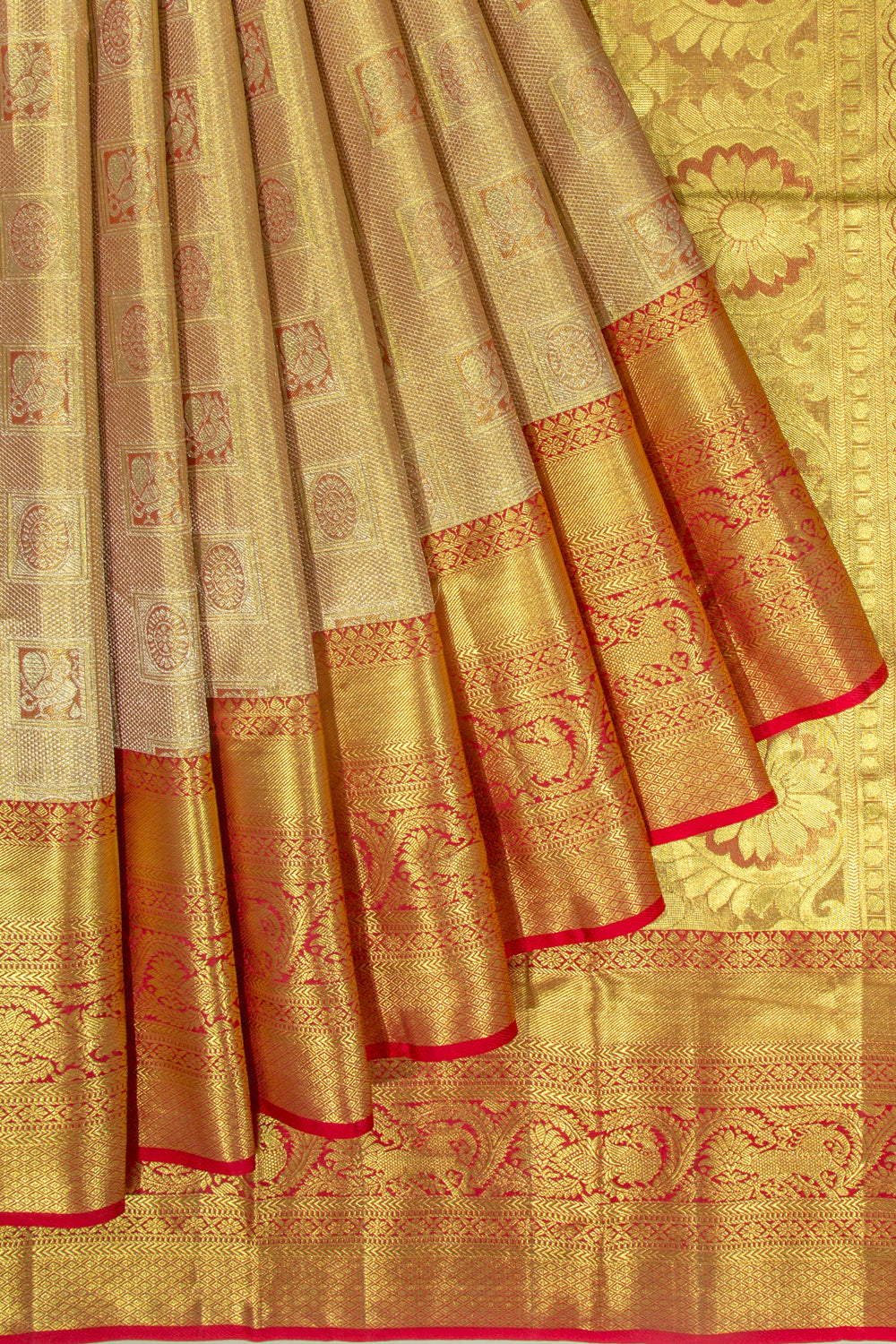 Taranga Kanchi Silk Tissue Brocade Orange Saree