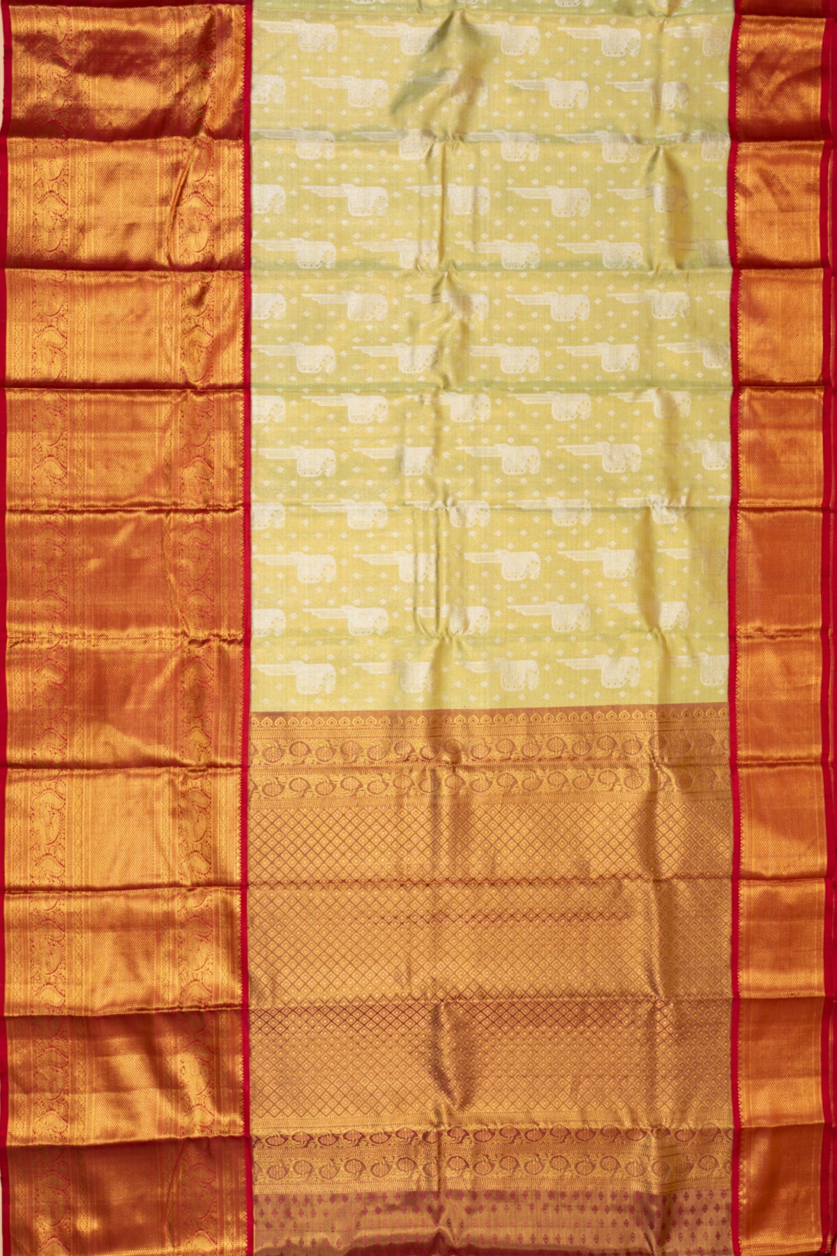 Kanchipuram Silk Tissue Brocade Green Saree