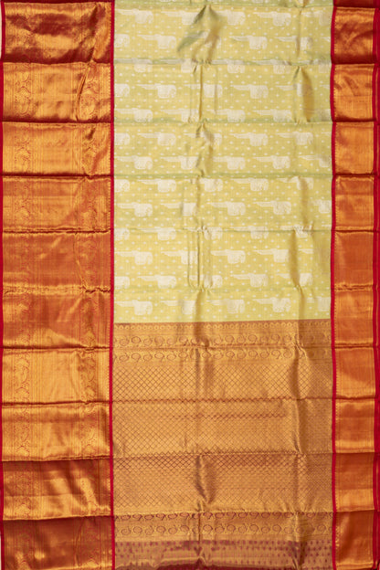 Kanchipuram Silk Tissue Brocade Green Saree