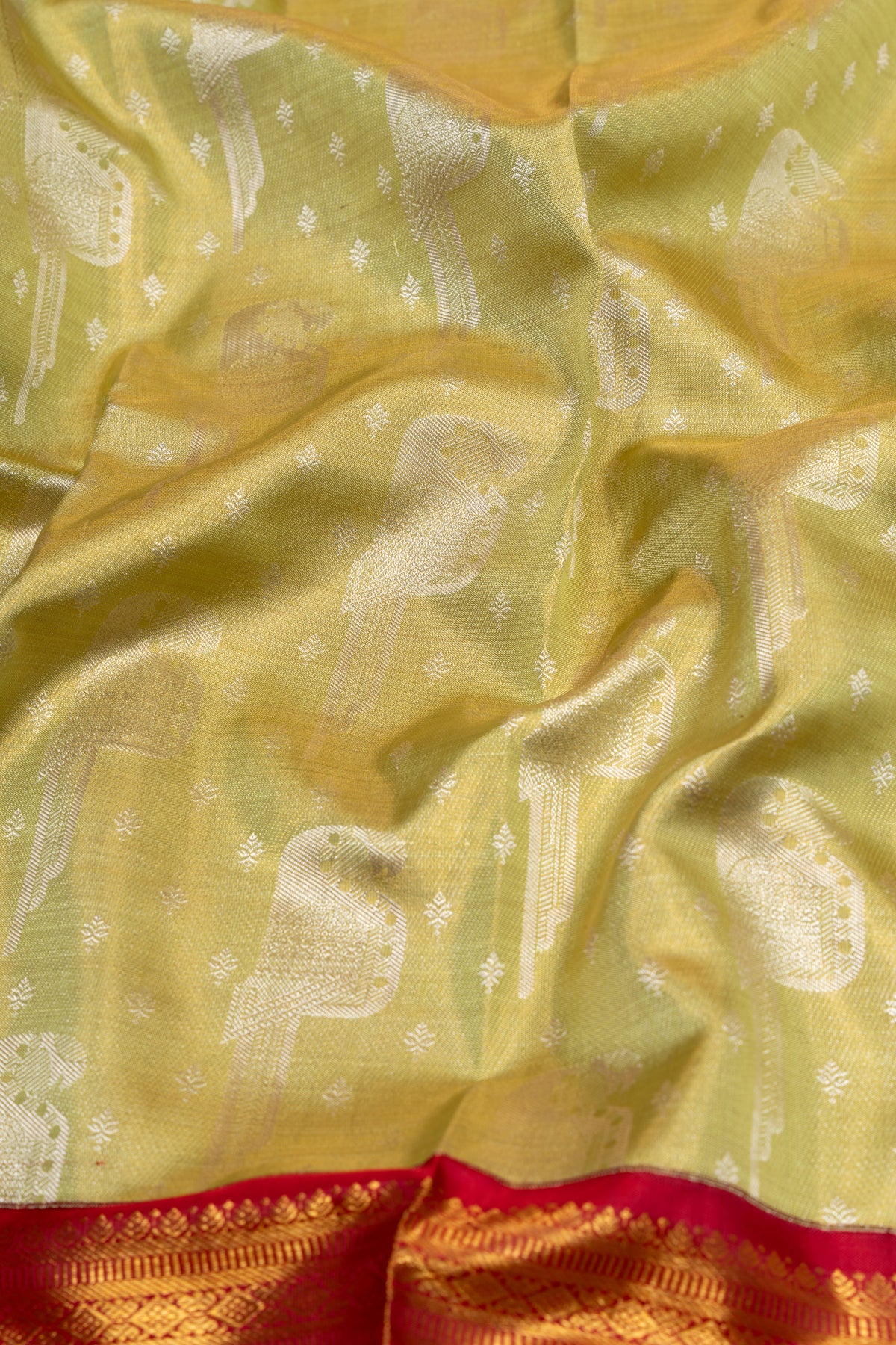 Kanchipuram Silk Tissue Brocade Green Saree