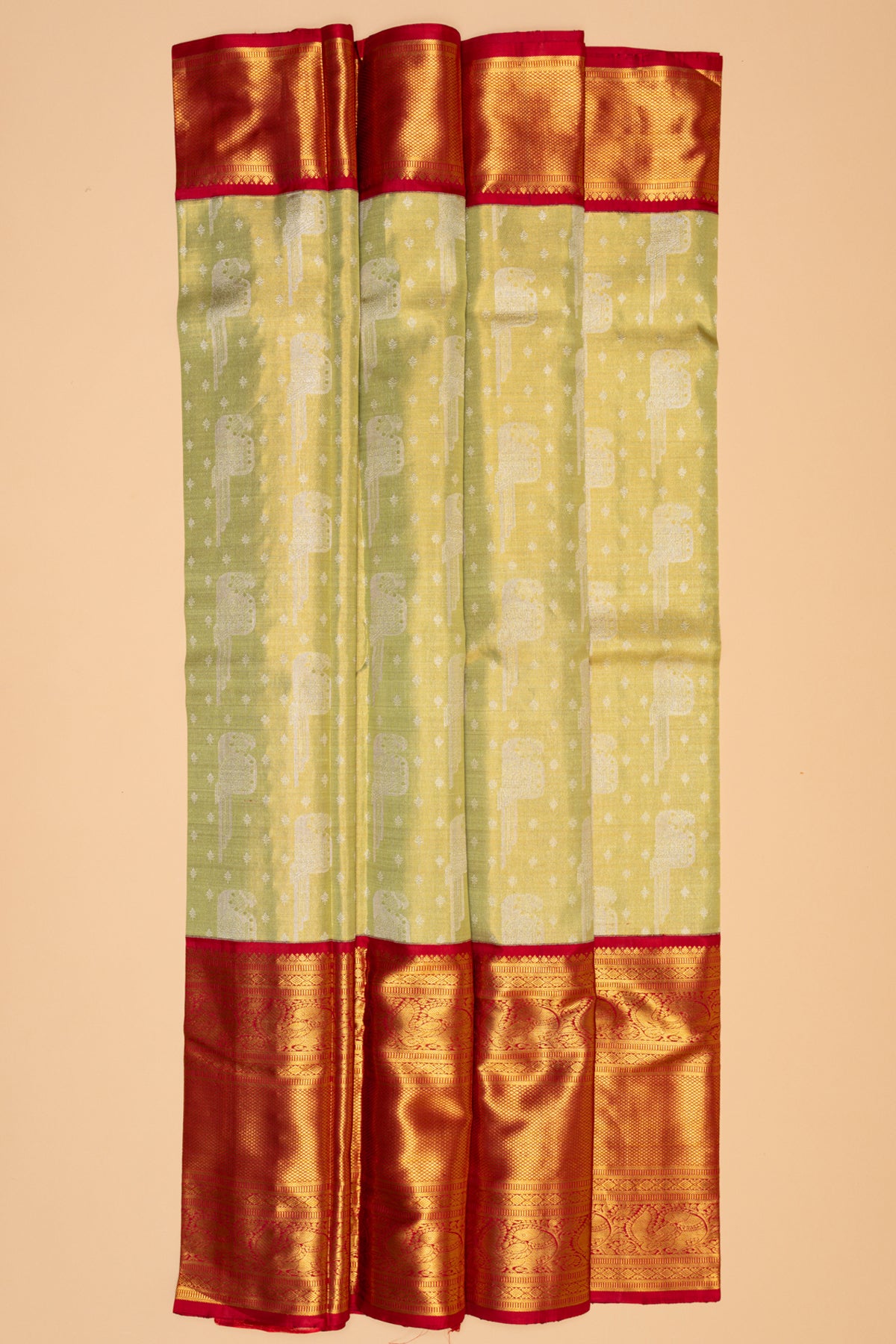 Kanchipuram Silk Tissue Brocade Green Saree