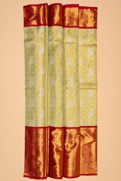 Kanchipuram Silk Tissue Brocade Green Saree