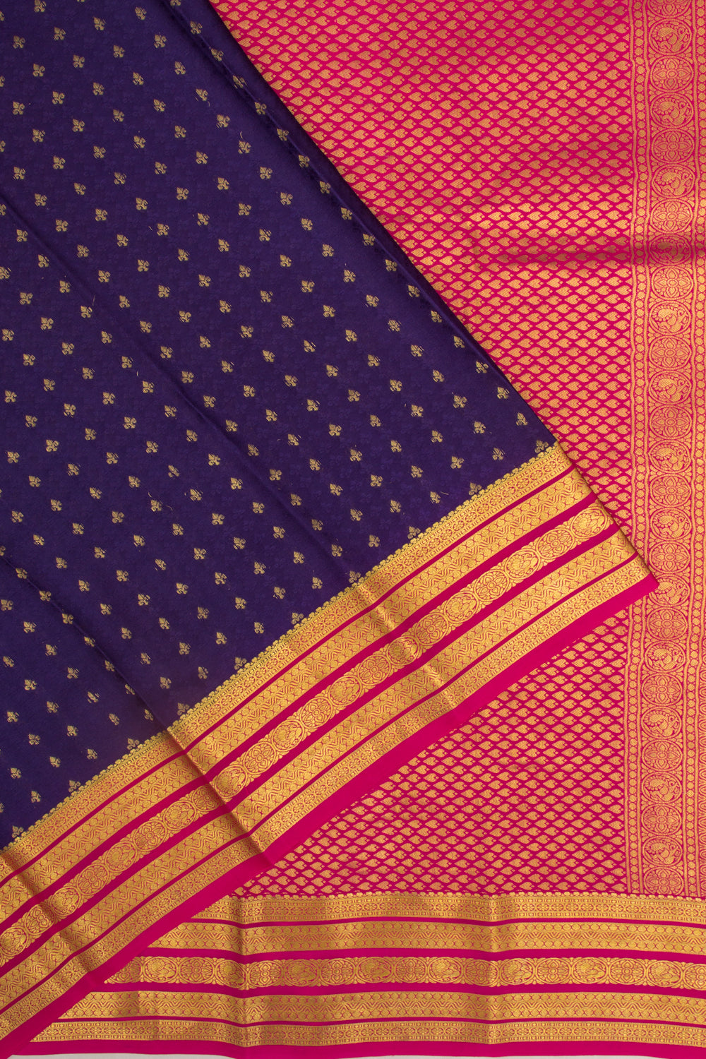 Binny Silk Jacquard And Butta Datk Blue Saree