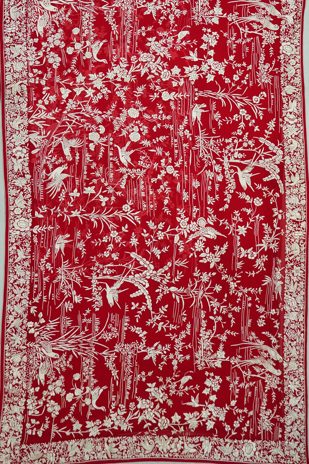 Parsi Gara Georgette Hand Embroidery Red Saree