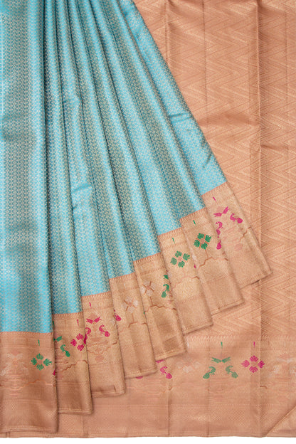 Kanchipuram Silk Brocade Sky Blue Saree