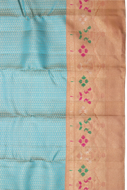 Kanchipuram Silk Brocade Sky Blue Saree