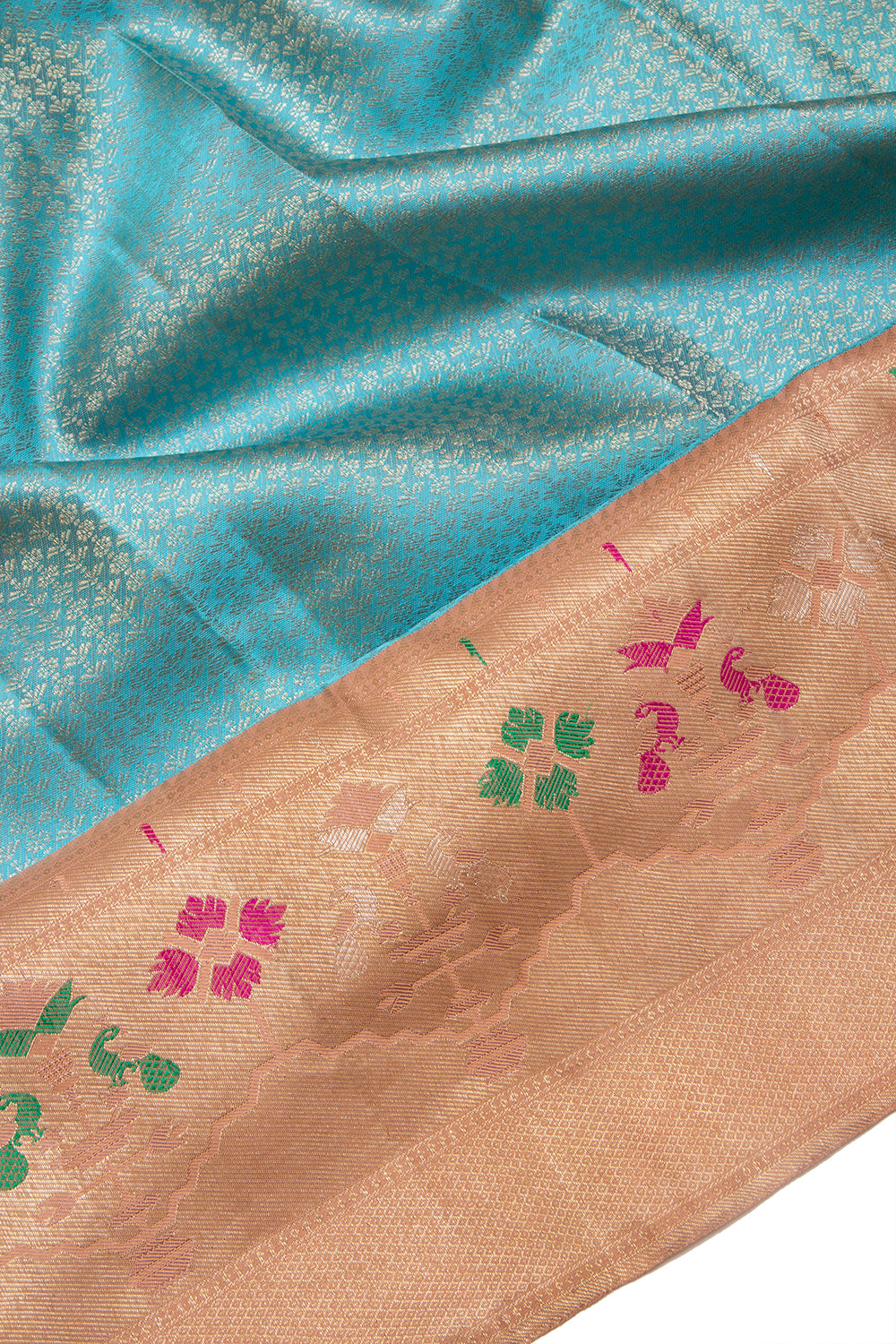 Kanchipuram Silk Brocade Sky Blue Saree