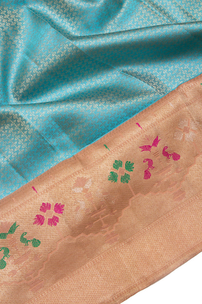 Kanchipuram Silk Brocade Sky Blue Saree