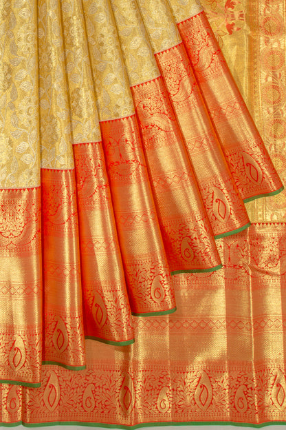 Taranga Kanchi Silk Tissue Jaal Gold Saree
