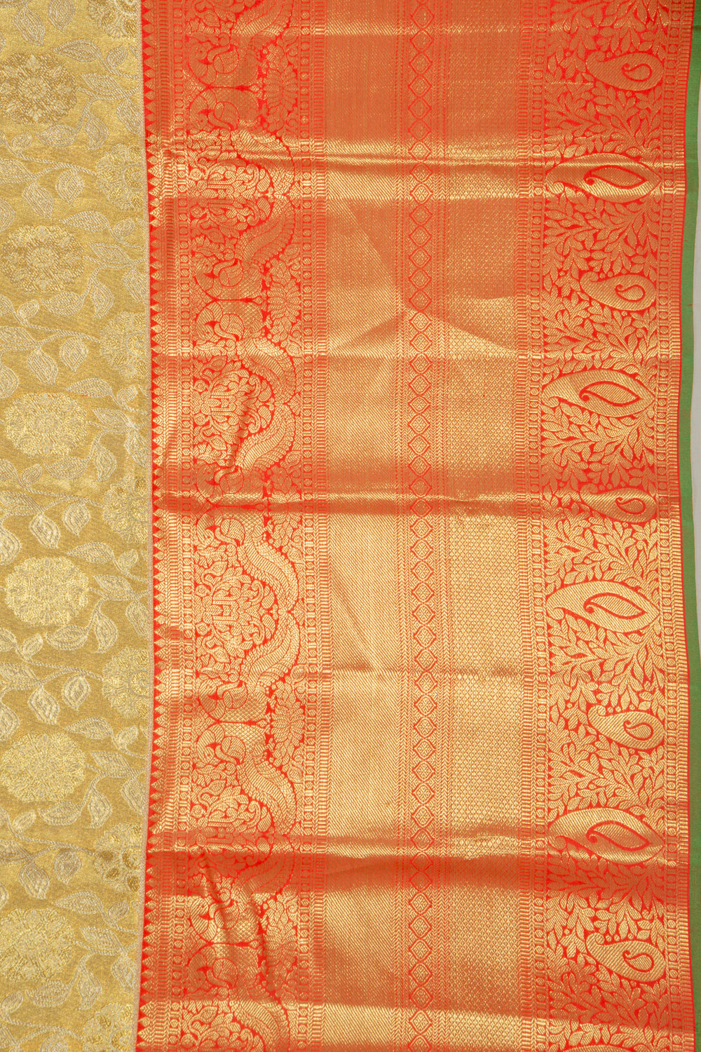 Taranga Kanchi Silk Tissue Jaal Gold Saree
