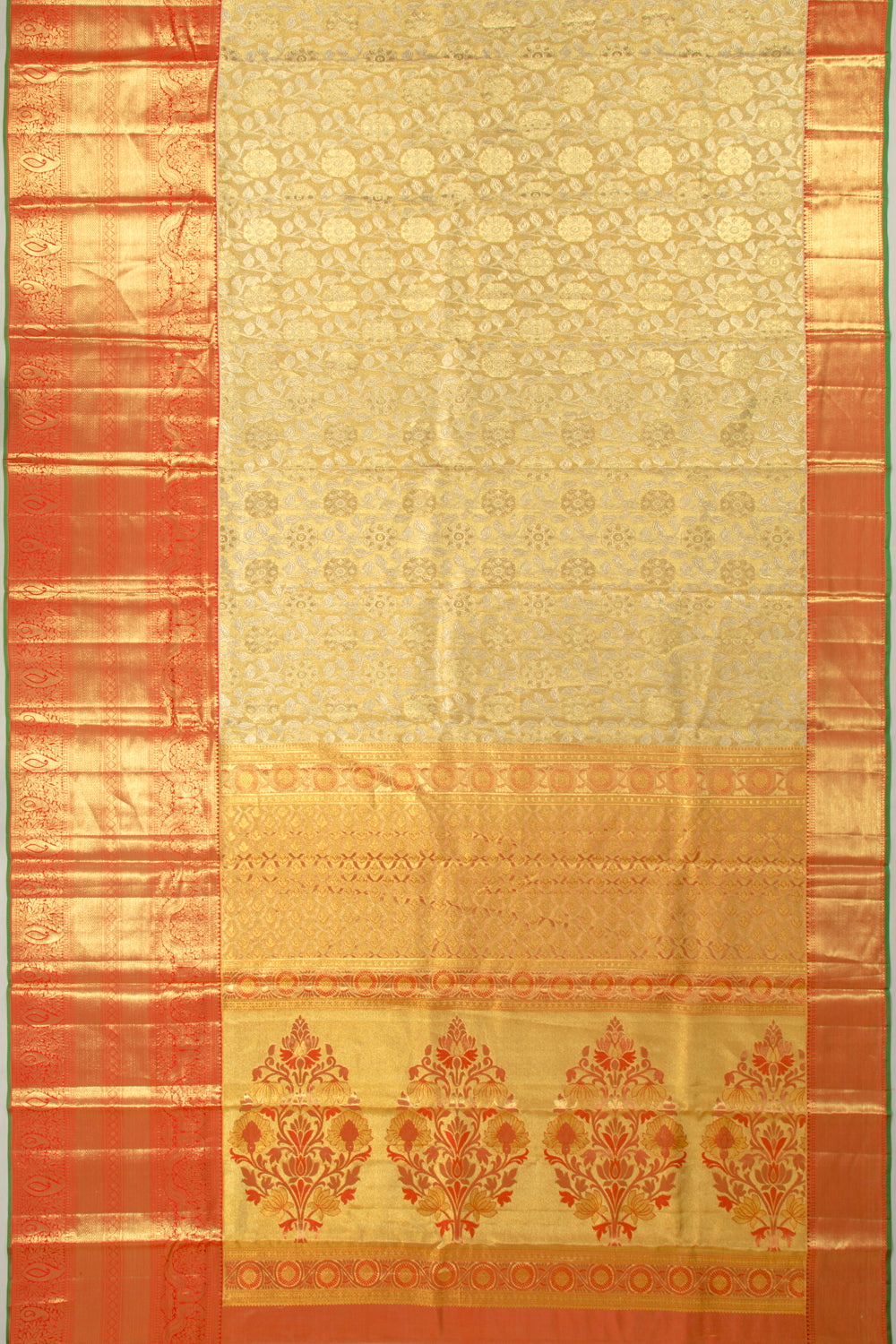 Taranga Kanchi Silk Tissue Jaal Gold Saree