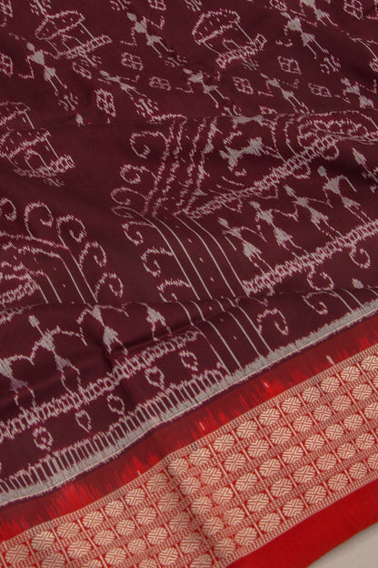 Sambalpuri Silk Ikat Choco Brown Saree