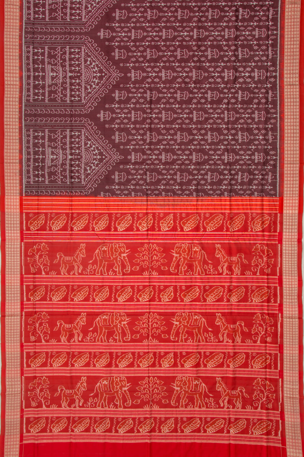 Sambalpuri Silk Ikat Choco Brown Saree