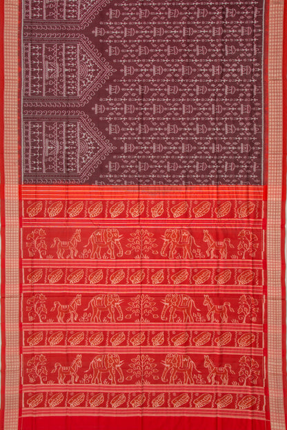 Sambalpuri Silk Ikat Choco Brown Saree