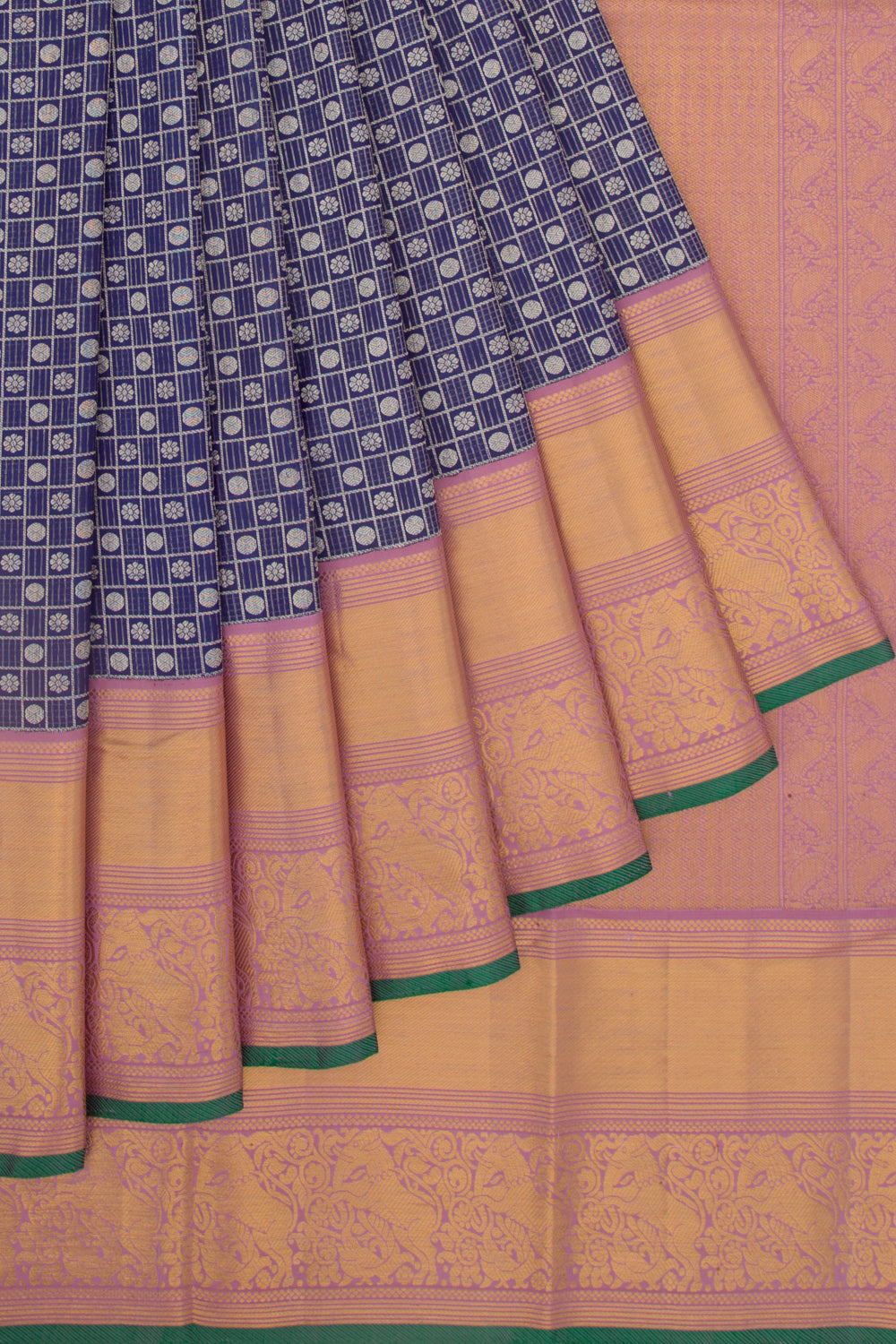 Kanchipuram Silk Checks And Butta Blue Saree