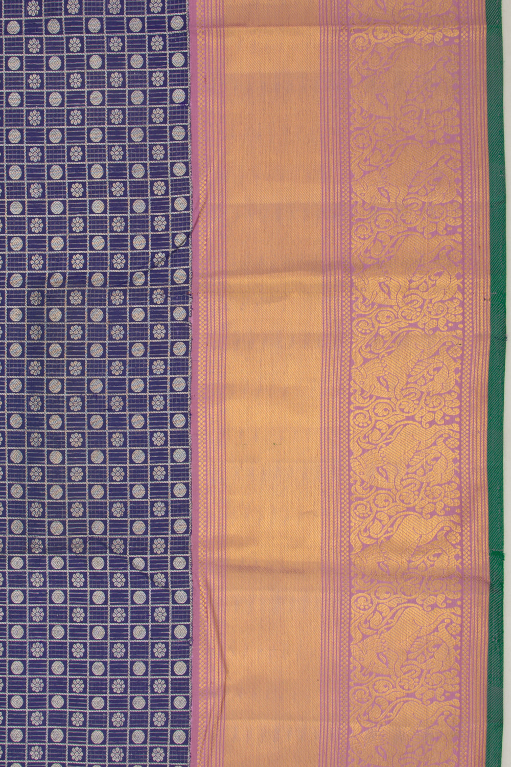 Kanchipuram Silk Checks And Butta Blue Saree