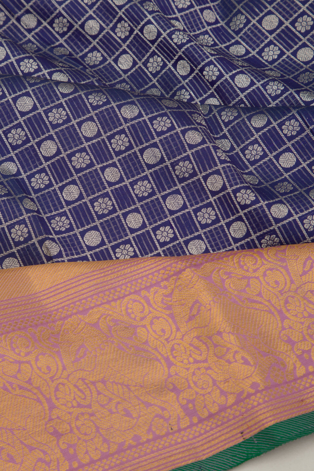 Kanchipuram Silk Checks And Butta Blue Saree