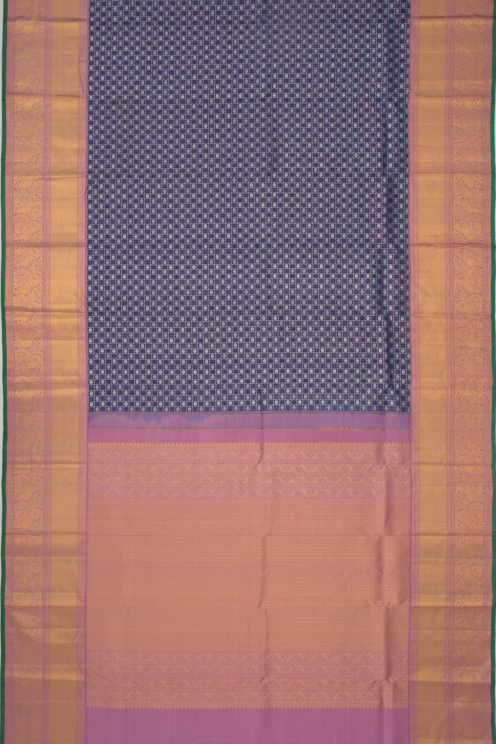 Kanchipuram Silk Checks And Butta Blue Saree